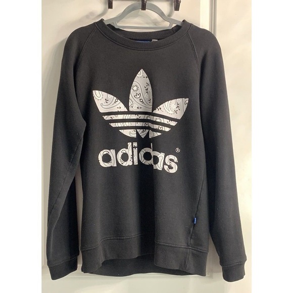 ADIDAS Mens M Jumper Cotton Blend Pullover Sweater Relaxed Fit Paisley - Picture 1 of 7